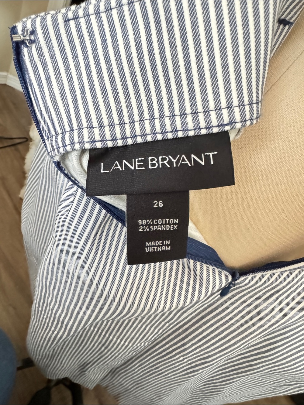 Lane Bryant Blue and White Striped Tie-Waist Pencil Skirt - Picture 2 of 2
